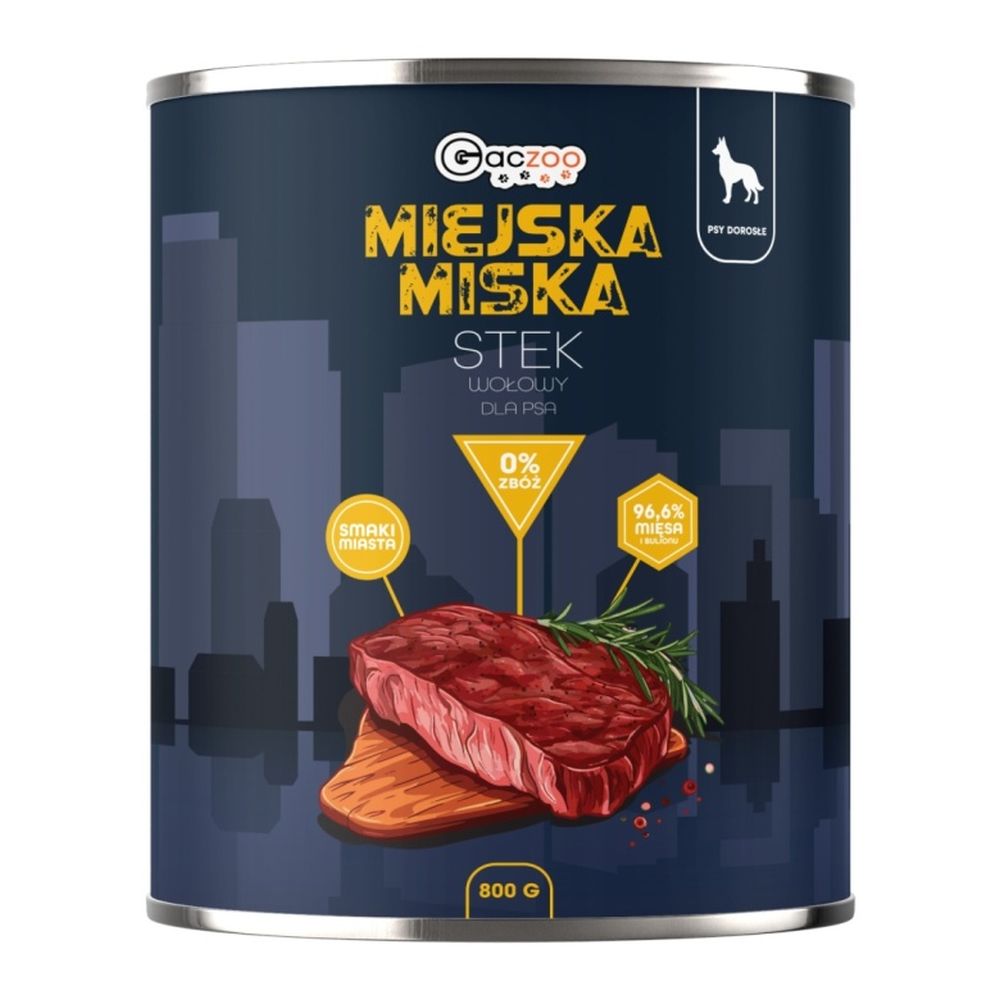Gaczoo Miejska Miska karma mokra dla psa Stek wołowy Style 800g